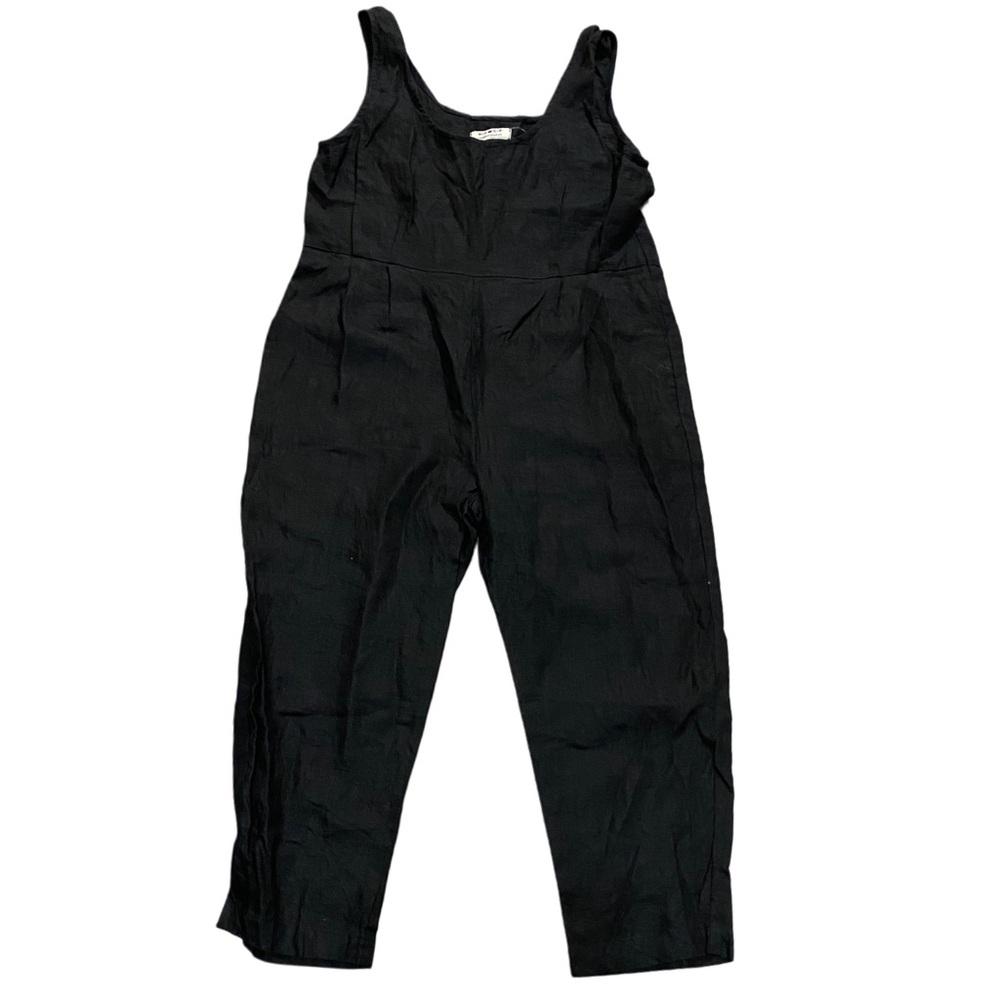 SimpleLinenLife Lagenlook Boho 100% Linen Jumpsuit With Pockets OS S / M